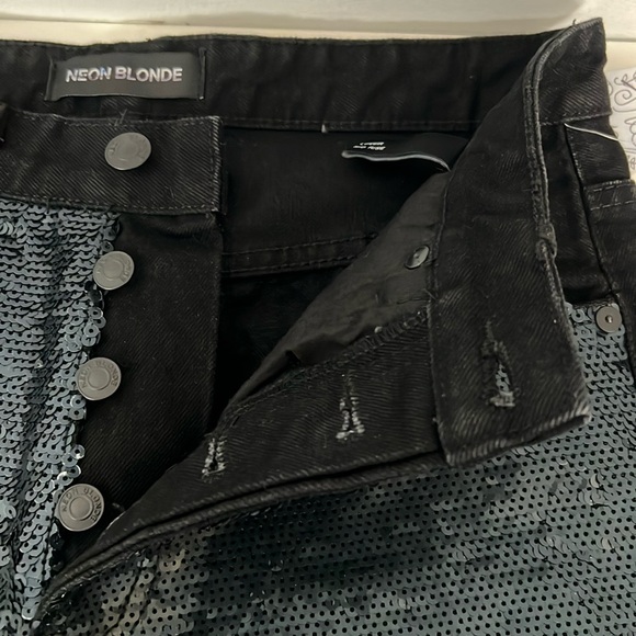 Neon Blonde x Free People The Lover Mid Rise Sequin Embellished Straight Leg - Picture 6 of 12